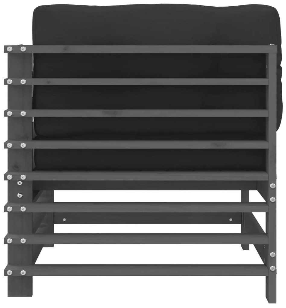 Sofás de canto com almofadões 2 pcs pinho maciço cinzento