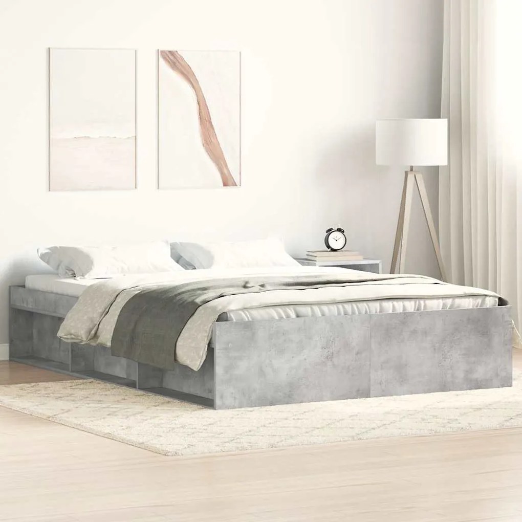 Estrutura de cama king 150x200 cm cinza cimento