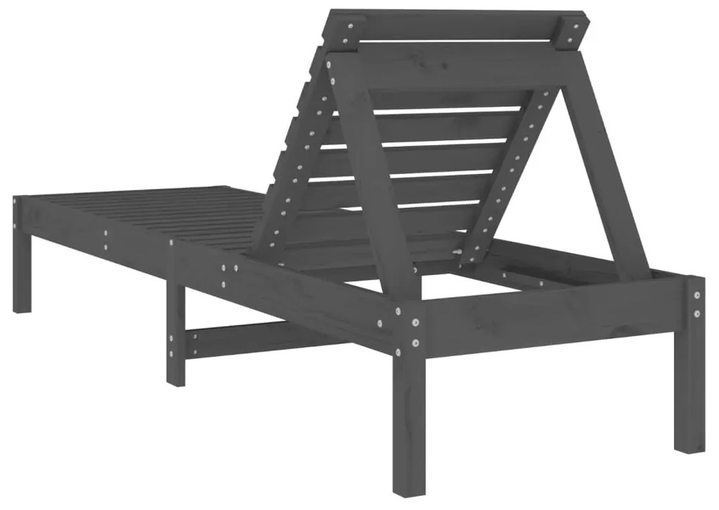 Espreguiçadeiras 2 pcs 199,5x60x74 cm pinho maciço cinzento