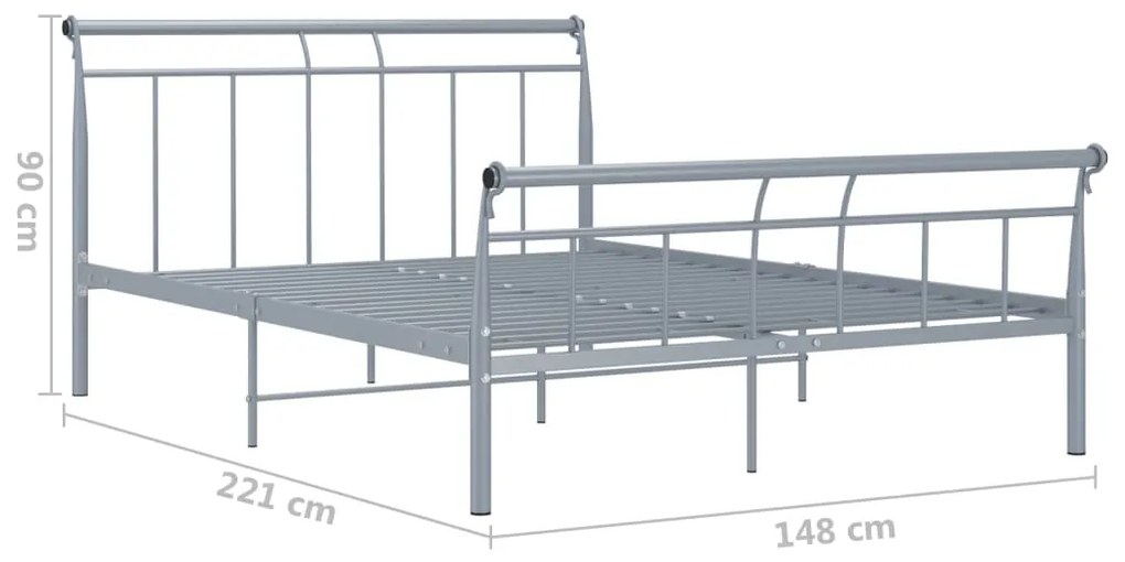 Estrutura de cama metal 140x200 cm cinzento