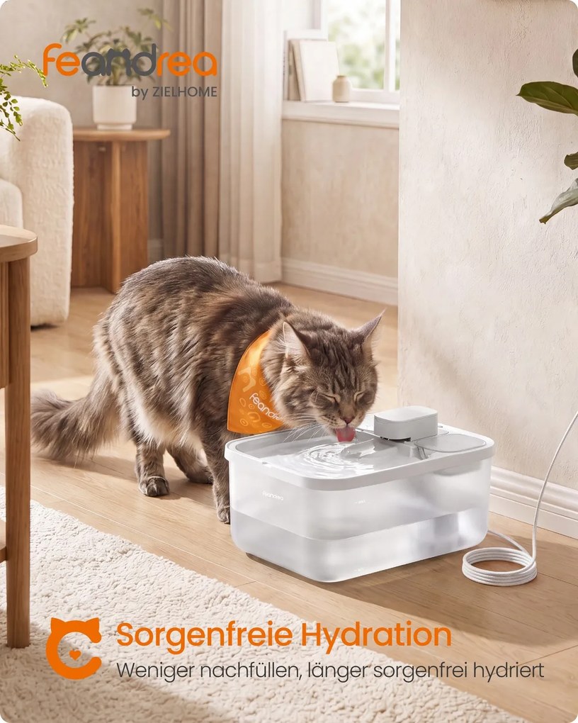 Beberouro para gatos 28,7 x 19,3 x 17,3 cm, 4,5 L, silencioso, com 12 filtros branco