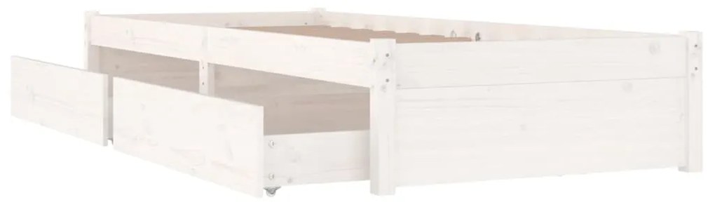 Estrutura cama de solteiro pequena c/ gavetas 75x190 cm branco