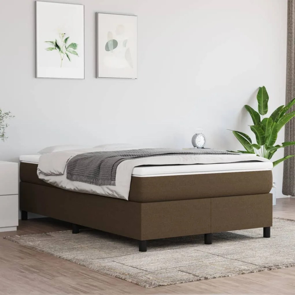 3144410 vidaXL Cama com molas/colchão 120x200 cm tecido castanho-escuro