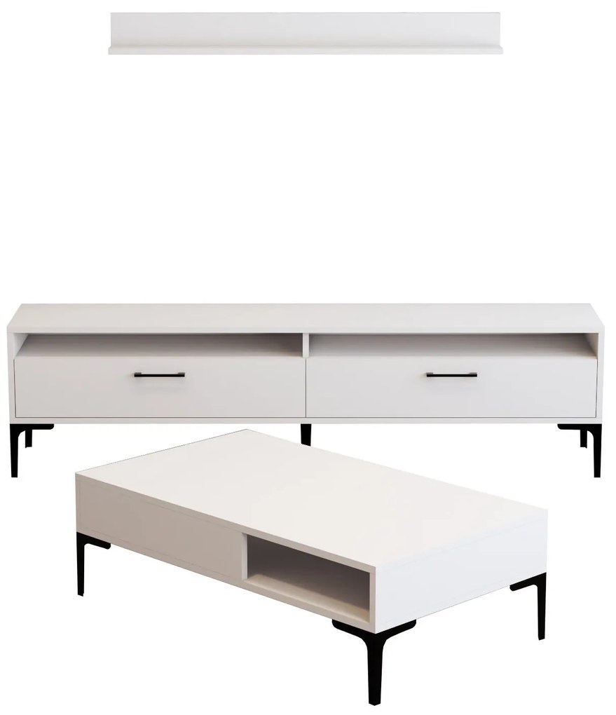 Conjunto de Mobiliário de Sala de Estar Istanbul – Branco – Medidas Va