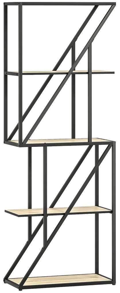 HOMCOM Estante de 5 Níveis Estante para Livros Estilo Industrial com Prateleiras Abertas e Estrutura de Aço 60x30x165 cm Madeira e Preto