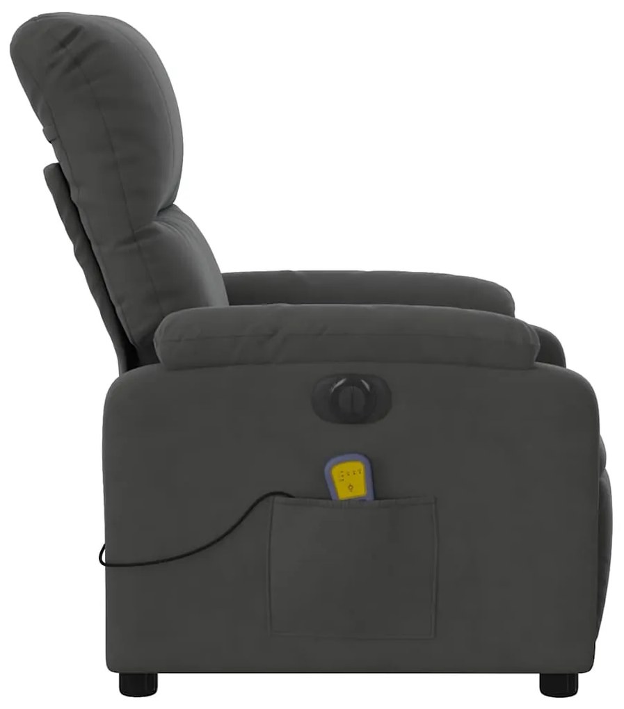 Poltrona massagens reclinável elétrica microfibra cinza-escuro