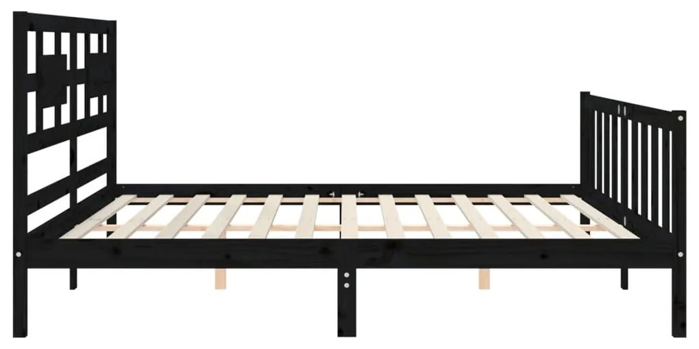 Estrutura de cama com cabeceira 200x200 cm madeira maciça preto
