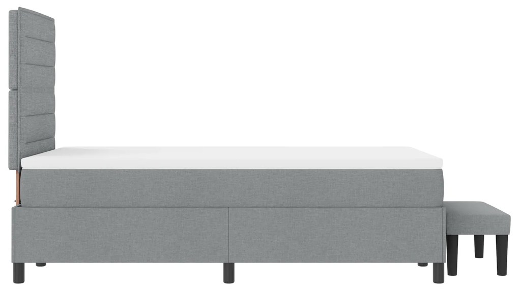 Cama Box Spring com Colchão e Banco Cinza Claro 120x190 cm Tecido