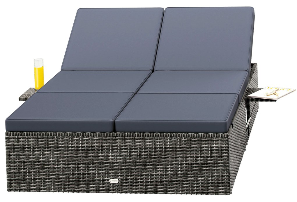 Espreguiçadeira de jardim em polyrattan 200 x 115 x 33 cm Cinza/Antracite