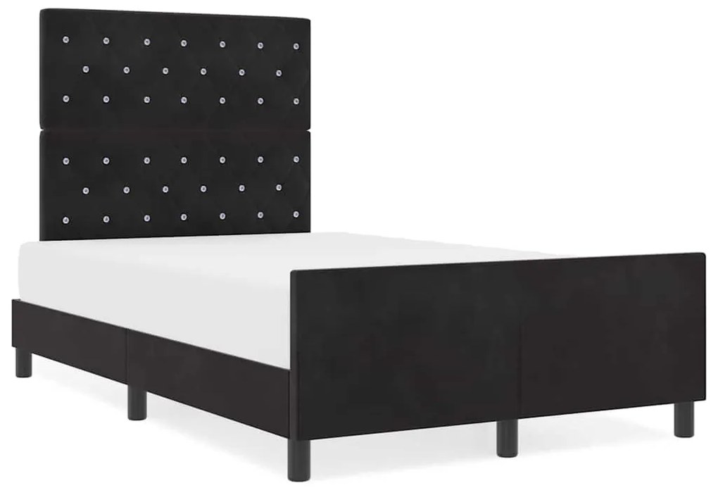 Cama de Veludo Preto vidaXL 120x190 cm