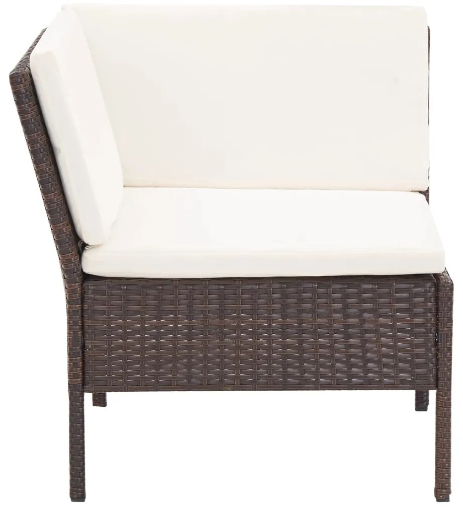 8 pcs conjunto lounge jardim c/ almofadões vime PE castanho
