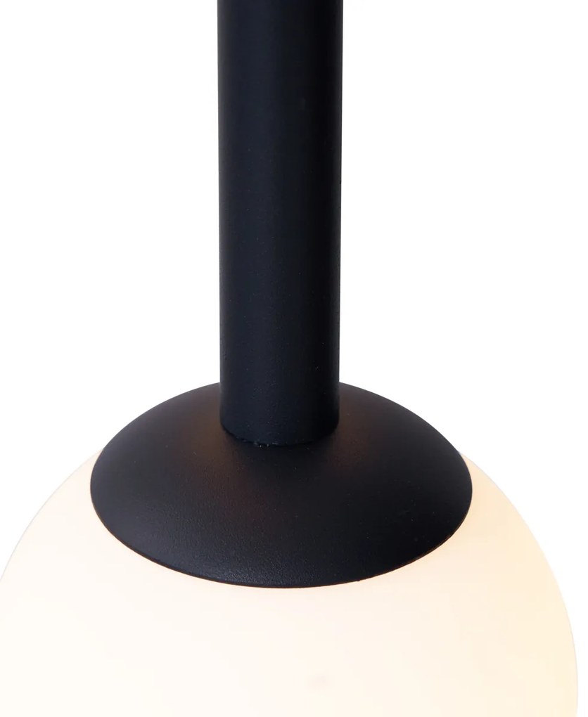 Candeeiro suspenso de design preto com vidro fosco 5 luzes - Vertical