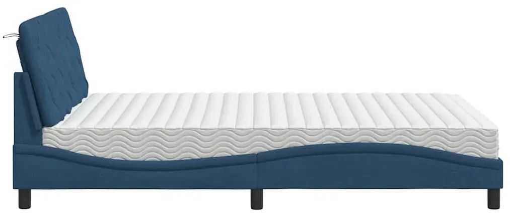 Cama com colchão 140x190 cm tecido azul
