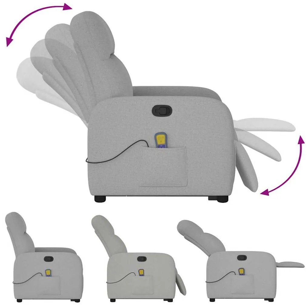 Poltrona elevatória de massagens tecido cinzento-nublado