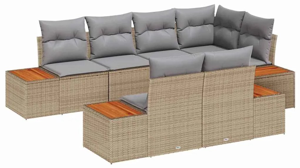 Conjunto de Sofá para Jardim com 7 Peças e Almofadas em Rattan Sintéti