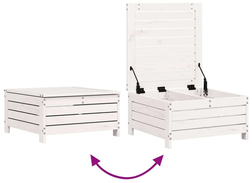 Apoio pés para jardim 62x63,5x32 cm pinho maciço branco