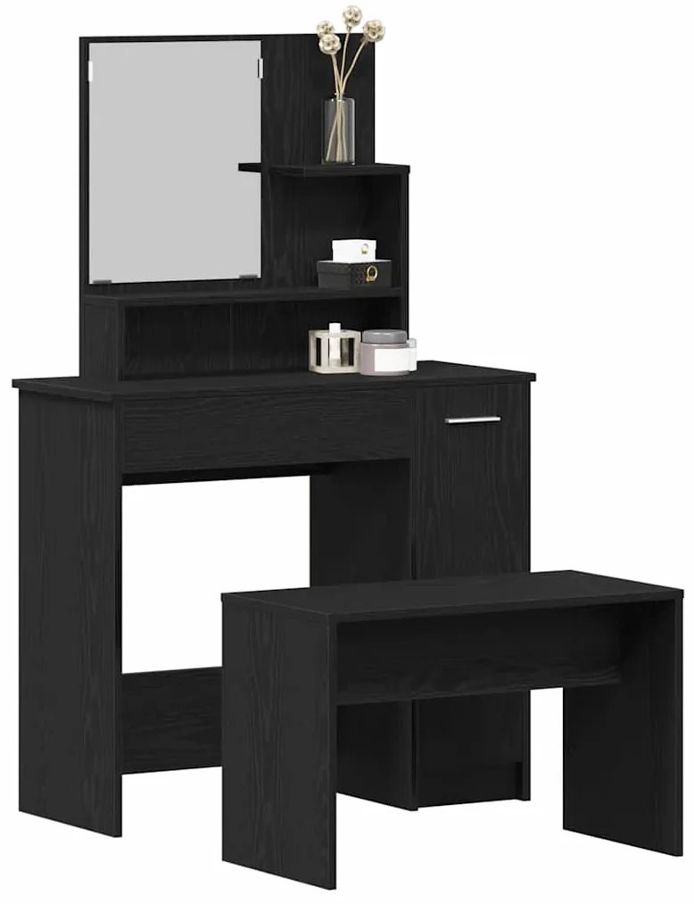 Conjunto de Toucador vidaXL Carvalho Preto Madeira Engenheirada
