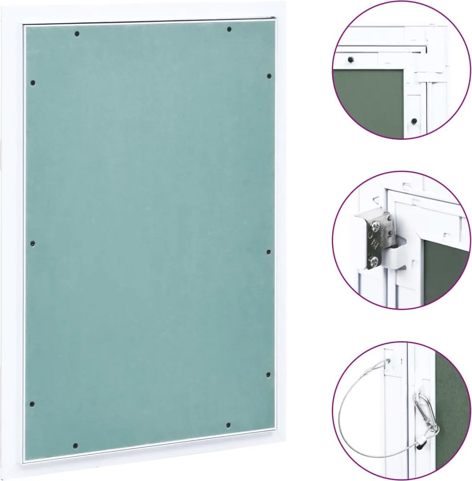 vidaXL Painel acesso moldura de alumínio e gesso cartonado 300x600 mm