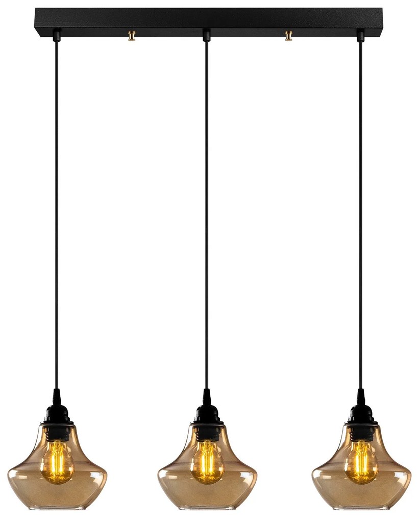 Candeeiro Suspenso Gold – Dourado e Preto – 65 x 17 cm