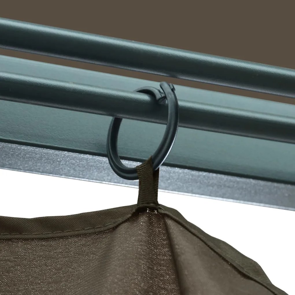 Gazebo c/ cortinas e cordões luzes LED 3x3 m alumínio cinza-ac.