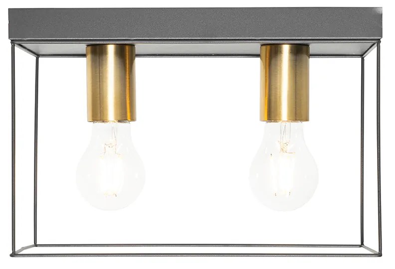 Candeeiro de teto minimalista preto com dourado 2 luzes - Kodi