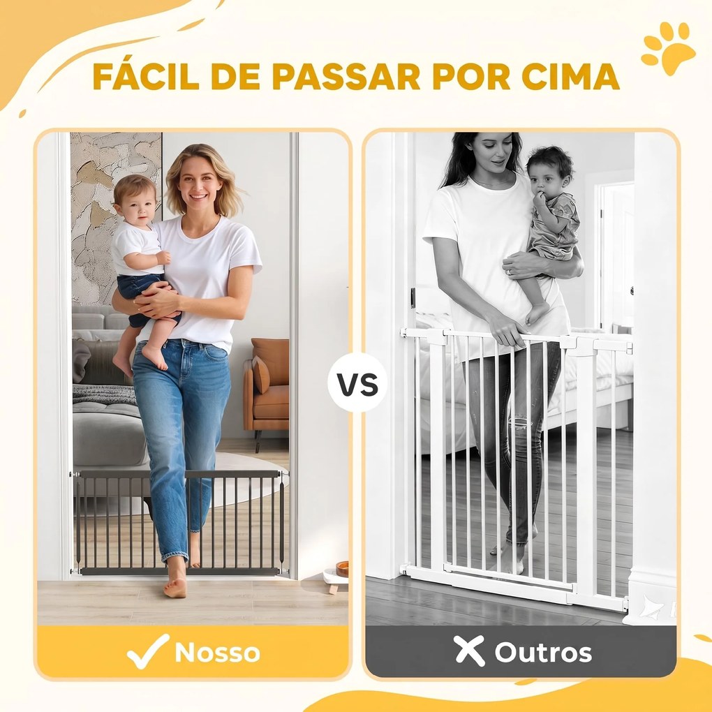 Barreira de Segurança para Cães Pequenos Extensível 67-93,5 cm Altura 45 cm para Portas e Escadas Preto
