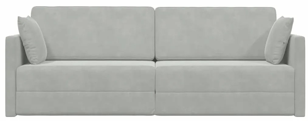 Sofá Cama de Chão 2-em-1 Cinza Claro 213x144x60 cm Veludo