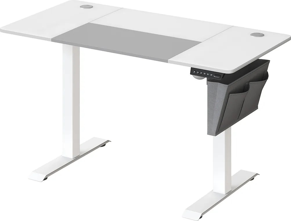 Secretária regulável em altura eléctrica 60 x 120 x (72-120) cm Branco + Cinzento