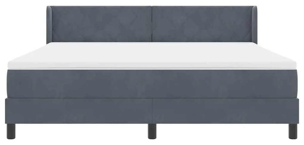 Cama Box Spring vidaXL com Colchão cinza escuro 180x200 cm Veludo