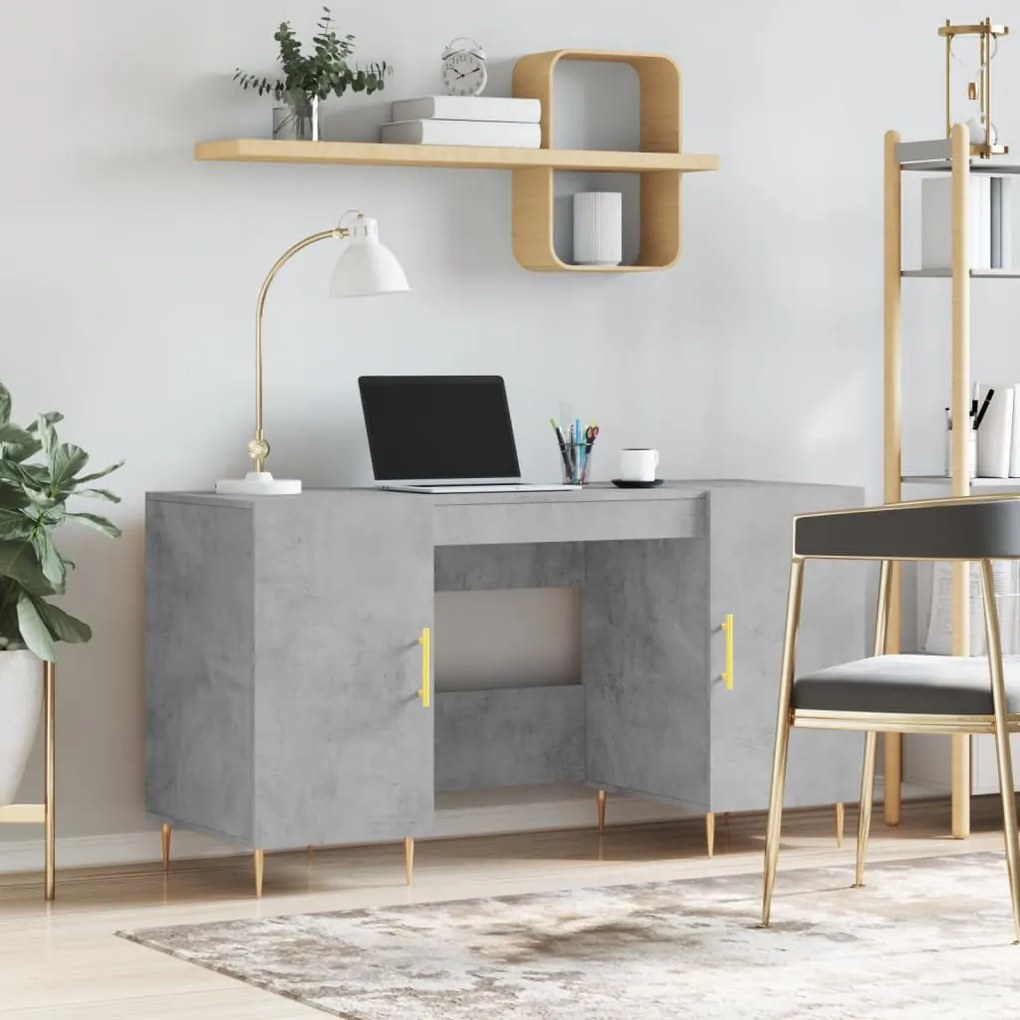 vidaXL Secretária 140x50x75 cm derivados de madeira cinza cimento