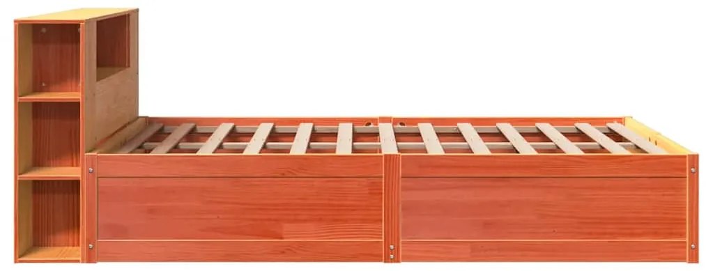 Cama sem colchão 140x200 cm madeira pinho maciça castanho-mel