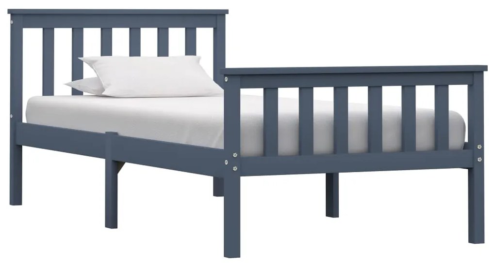 vidaXL Estrutura de cama 100x200 cm madeira pinho maciço cinzento