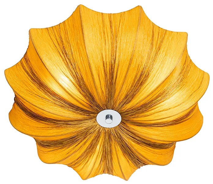 Candeeiro de teto design seda dourado 52 cm 3-luzes - Plu Design