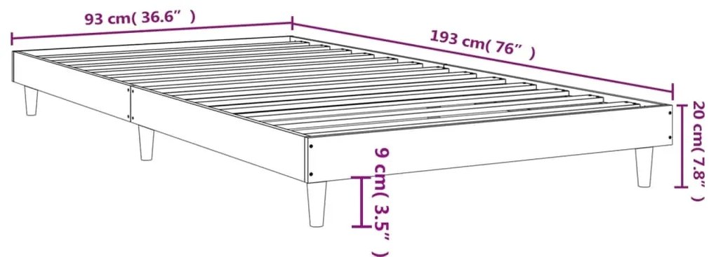 Estrutura de cama 90x190 cm derivados de madeira preto
