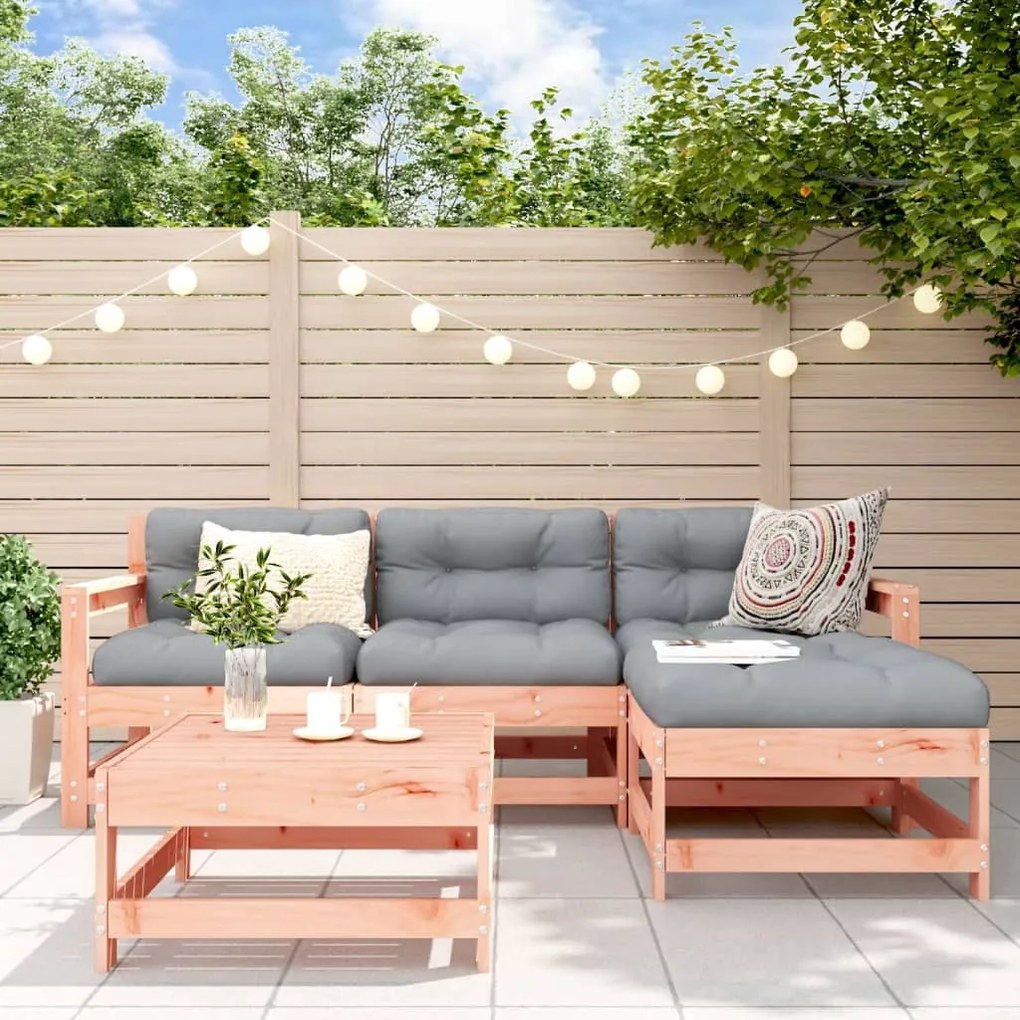 5 pcs conjunto lounge de jardim madeira de douglas maciça