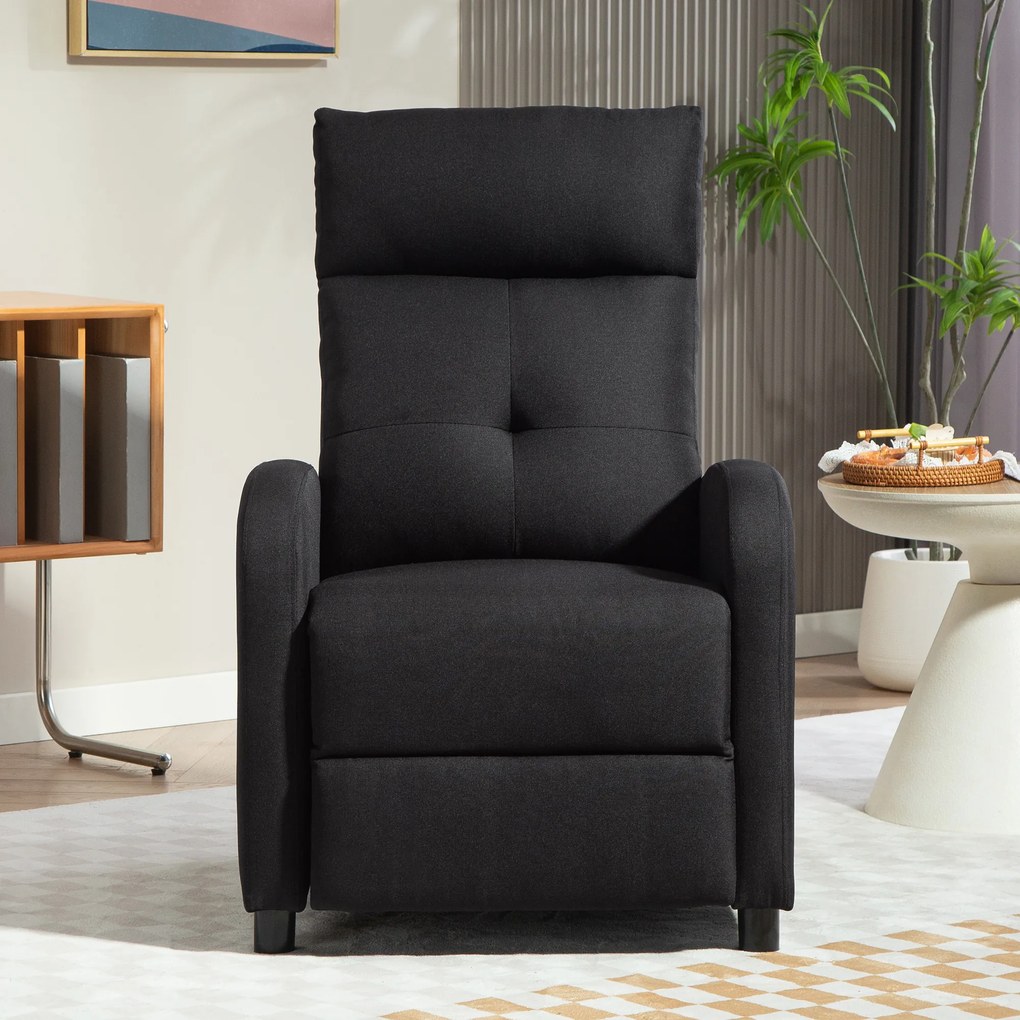 Poltrona Relax Reclinável até 155° Poltrona Reclinável Manual para Pessoas com Altura Inferior 195 cm 67x87x98 cm Preto