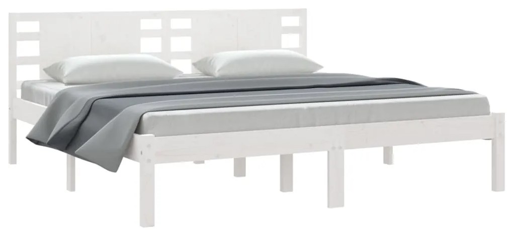 Cama sem colchão 200x200 cm madeira de pinho maciça branco