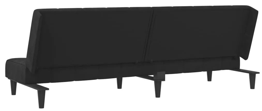 Sofá-cama de 2 lugares veludo preto