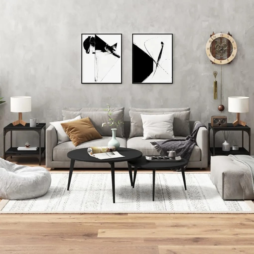 819378 vidaXL Mesas de apoio 2 pcs 40x40x40 cm derivados de madeira preto