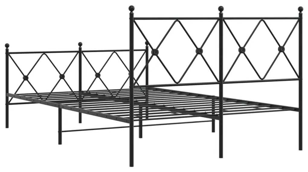 Estrutura de cama com cabeceira e pés 120x190 cm metal preto