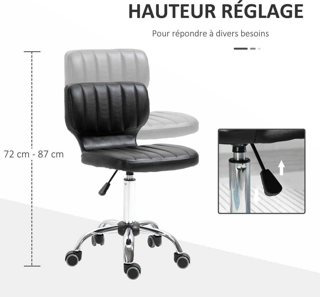 Banco de trabalho giratório a 360° - altura do assento ajustável entre 47 e 62 cm - revestimento sintético acolchoado preto com acabamento cromado