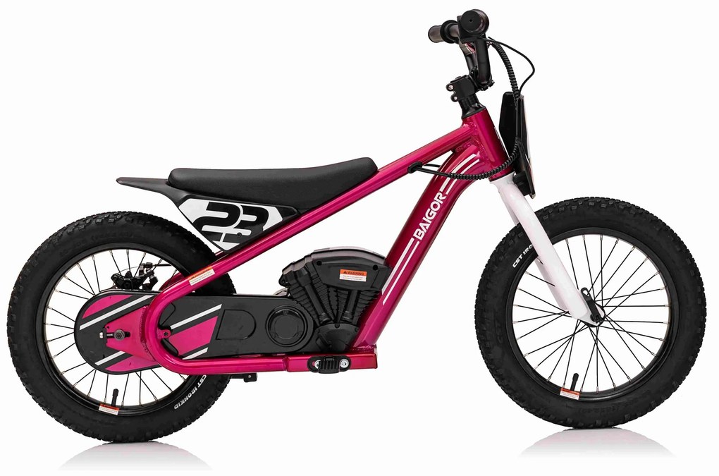 Bicicleta Eletrica Crianças 24V 250W Motor BAIGOR 23 PRO Rosa