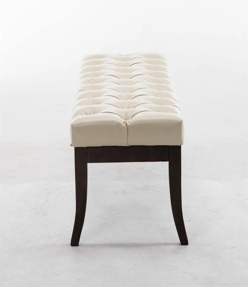Banco Ramses em couro sintético com estrutura em antigo escuro 46 x 120 x 38 cm Creme