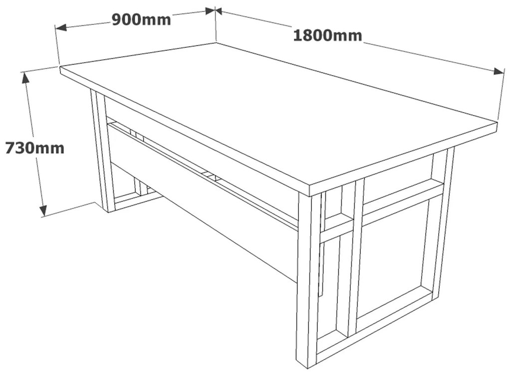 Secretária MN01 – Nogueira – 180x73x90 cm