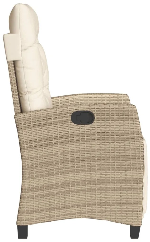 Cadeiras jardim reclináveis 2 pcs c/ apoio de pés vime PE bege