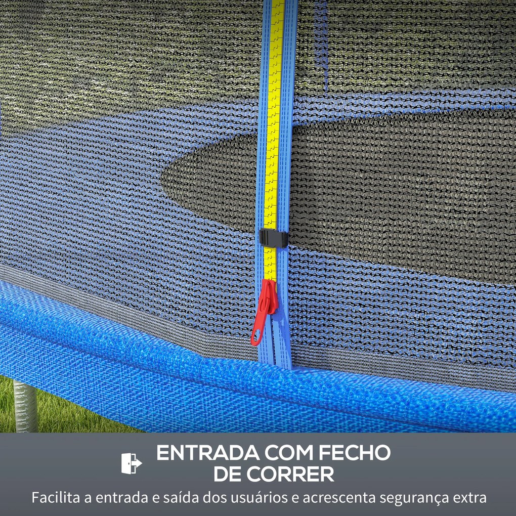 Rede de Segurança para Trampolim Ø244 cm Rede de Substituição de Trampolins com Fecho de Correr para 6 Postes Azul