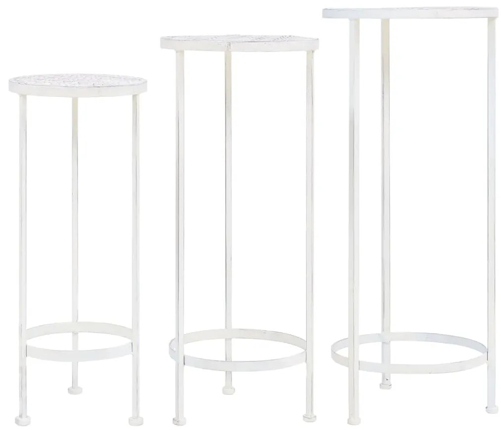 245937 vidaXL Suporte para plantas 3 pcs estilo vintage metal antigo branco