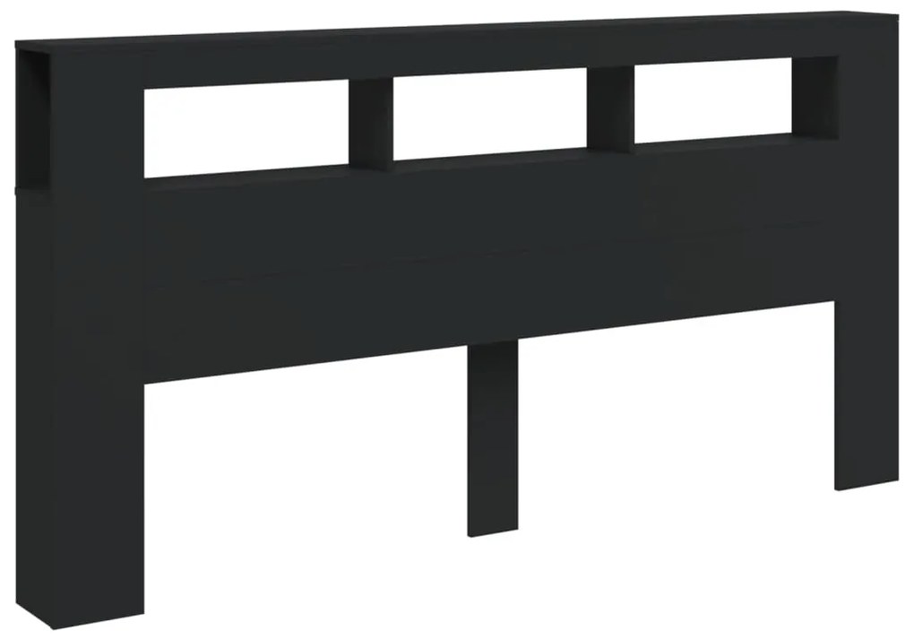 Cabeceira c/ LEDs 200x18,5x103,5 cm derivados de madeira preto