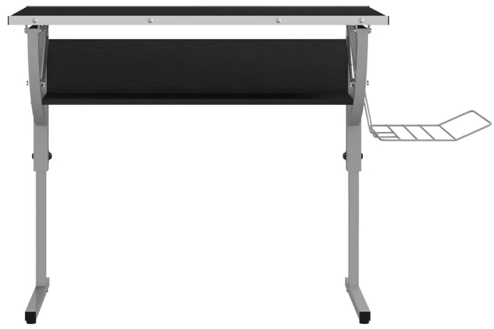 Secretária 110x53x(58-87) cm derivados madeira/aço preto/cinza