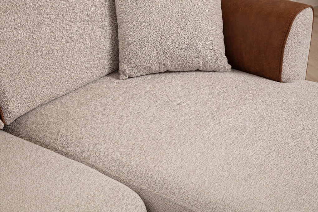 Sofá-cama de canto Aren – Bege e Canela – 150 x 260 cm